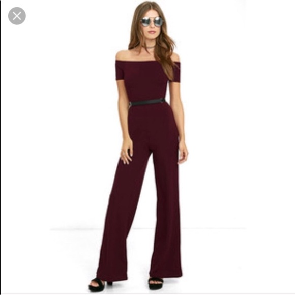 ✨ Lulu’s | Alleyoop Burgundy OTS Jumpsuit - Picture 10 of 10